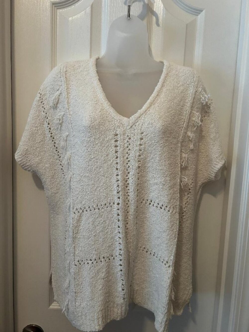 J.Jill cream sweater with tassels- Medium